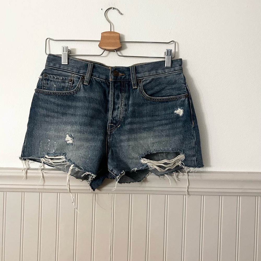 We The Free Size 28 Sofia Cutoff Mid Rise Blue Distressed Jean Short Free People